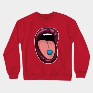 Purple Lipstick Eat Me Blue Pill Crewneck Sweatshirt